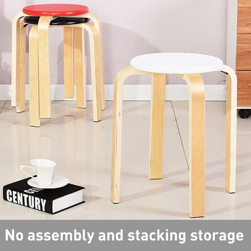 SNB Small Round Stool Solid Wood Dining Room Chair Computer Desk Chair ...