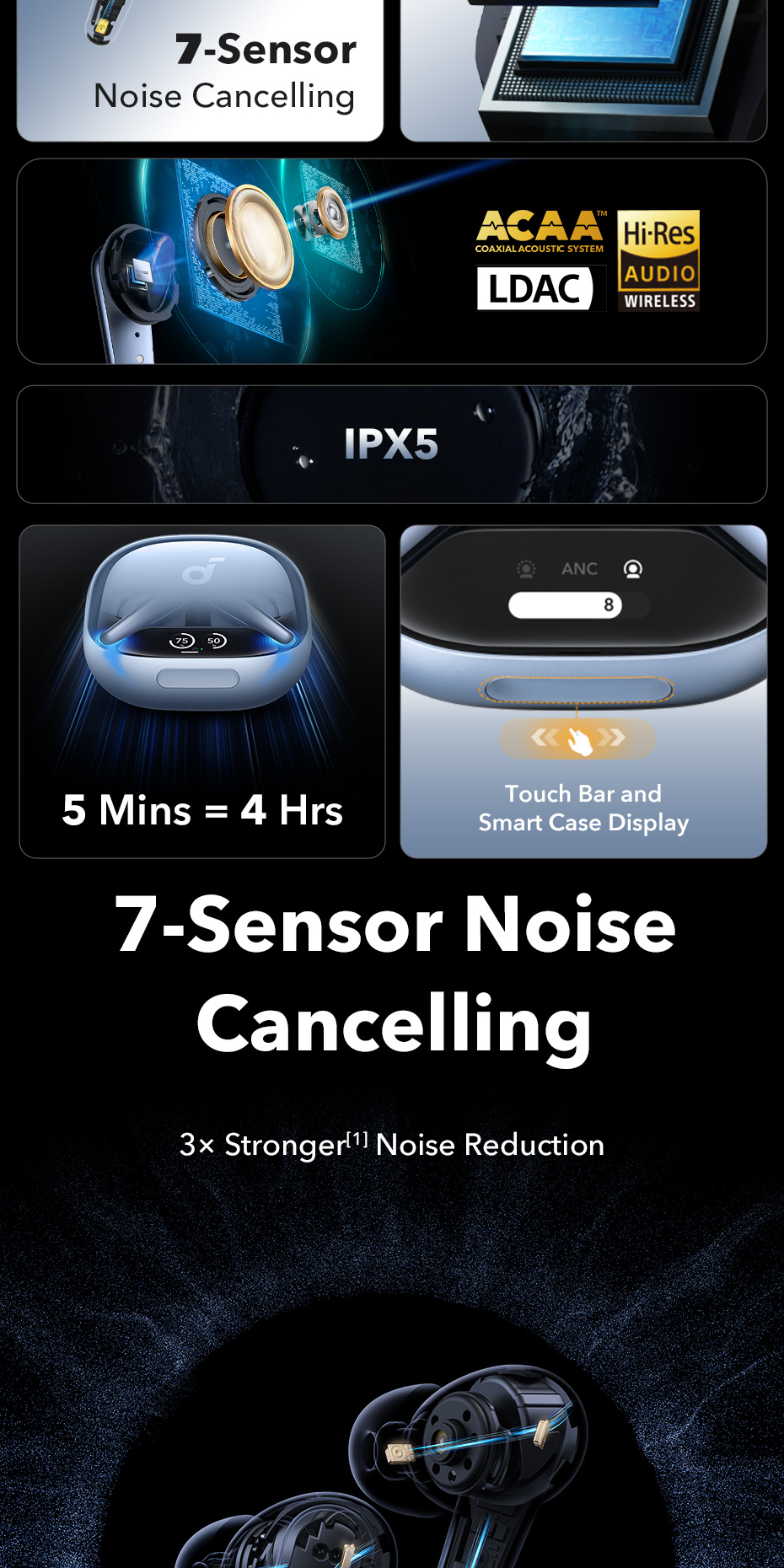 Soundcore Liberty 4 Pro Wireless Earbuds – 7-Sensor Adaptive Noise Cancelling, 6 Mics, 40H Battery (White)
