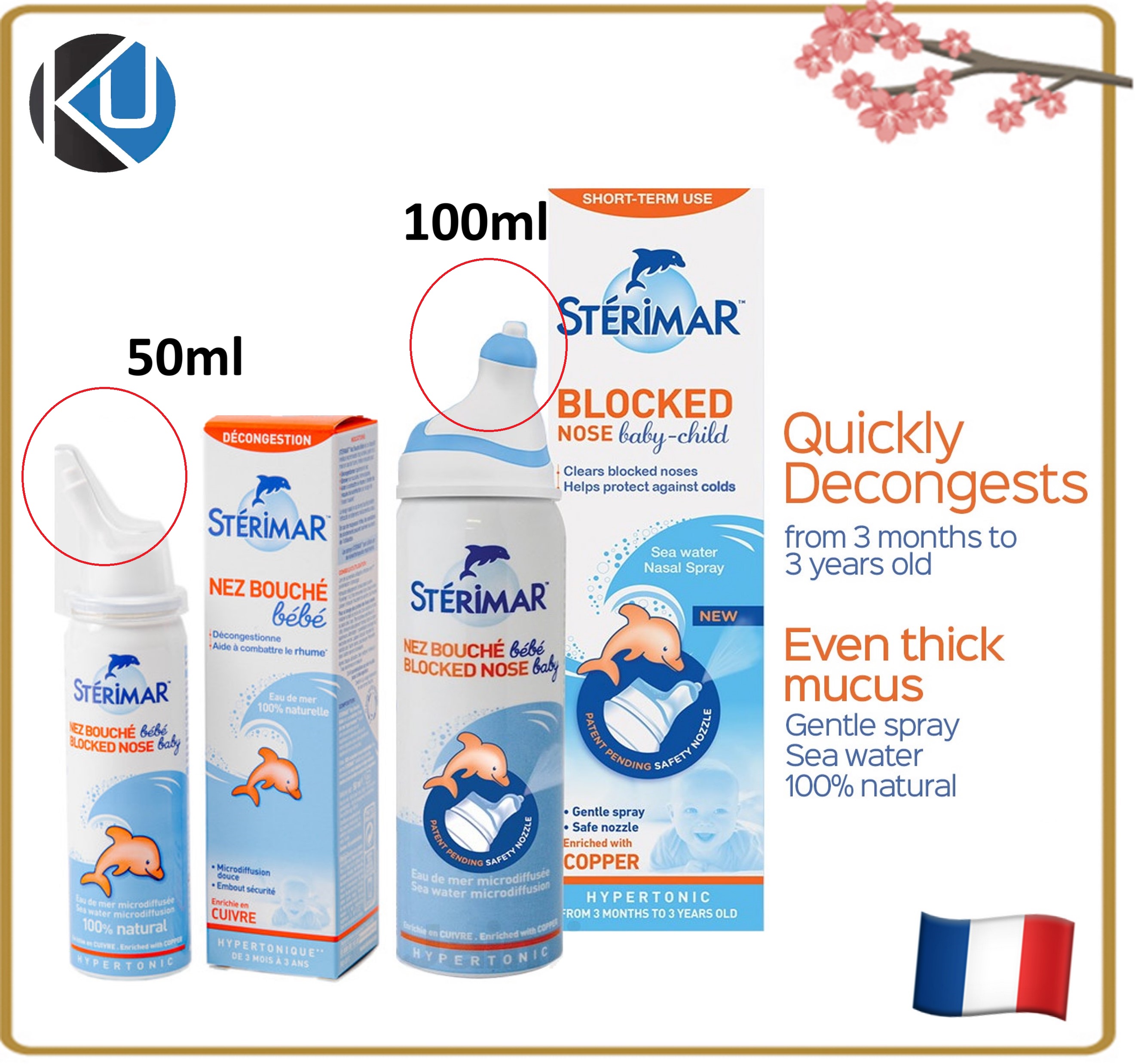 STERIMAR Blocked Nose for Baby Nasal Hygiene 50/100ml 鼻潔靈 小海豚 ...