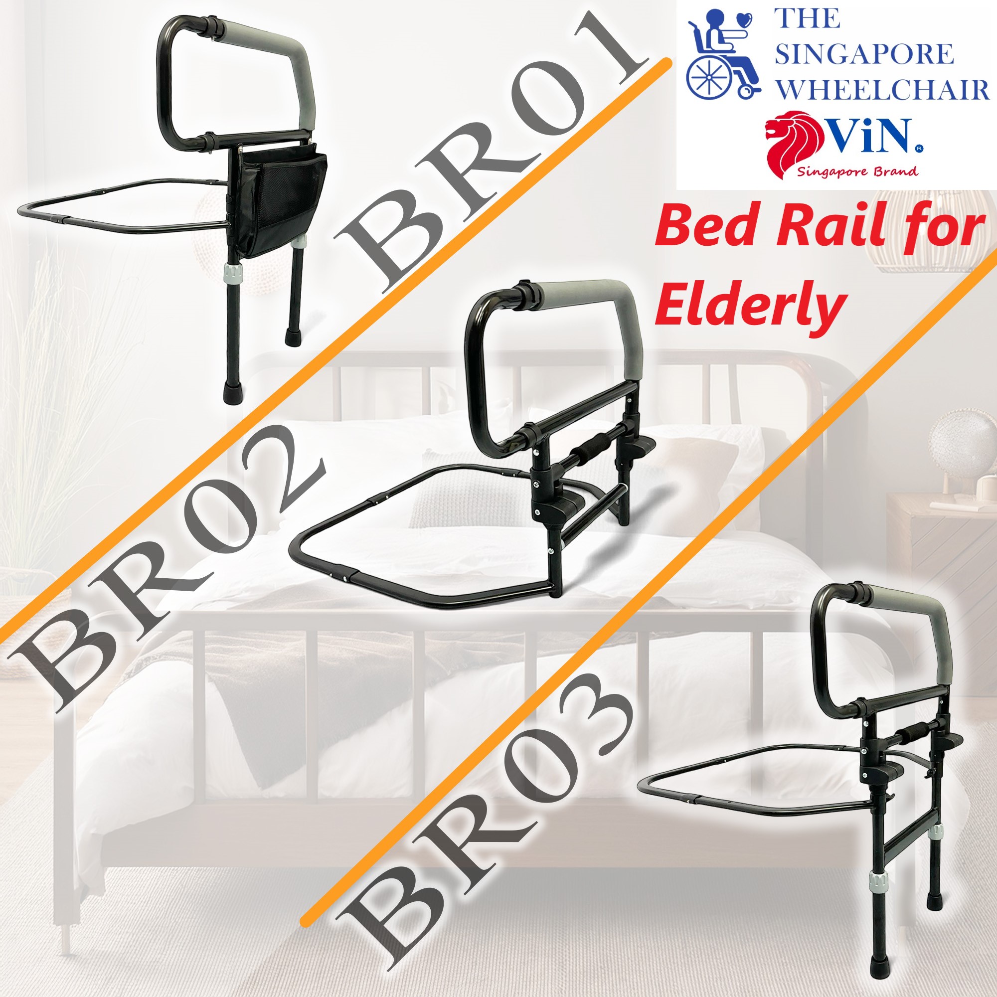 Bed Rails for Elderly Adults Bed Assist Safety Rail with Grab Bars Fall ...