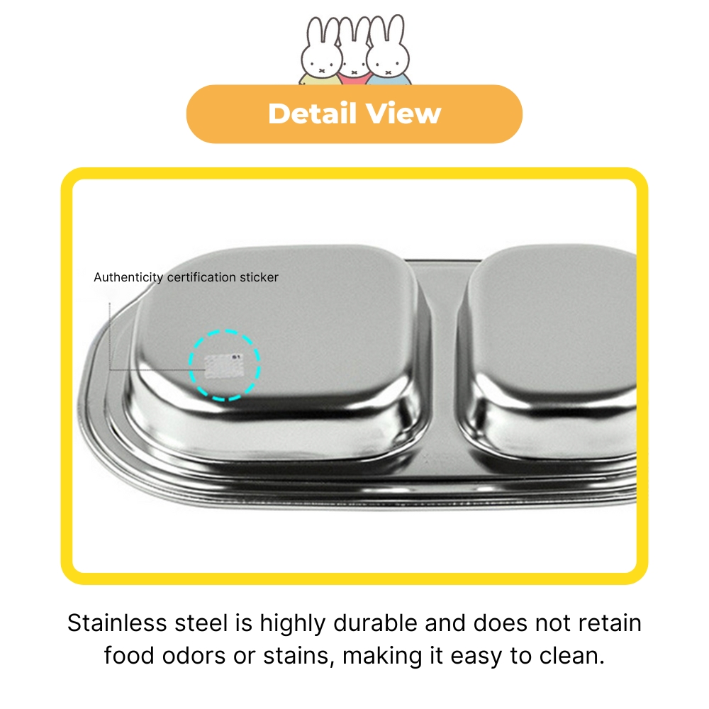 [MIFFY] 304 Stainless Steel Snack Tray – 2-Section Plate for Kids ...