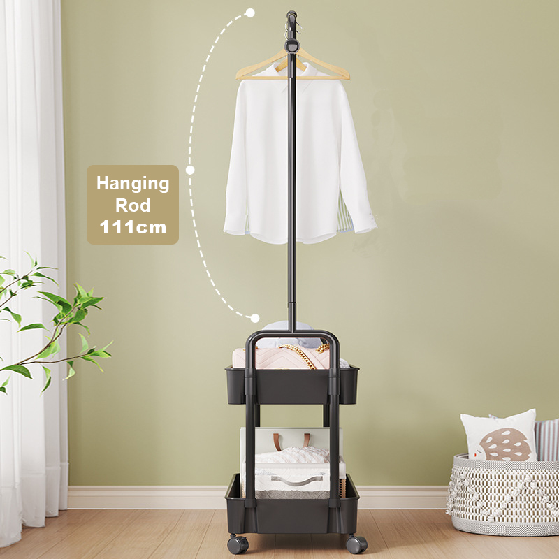 Clothes Hanging Rack with Wheels | Movable Hanging Rack with Double ...