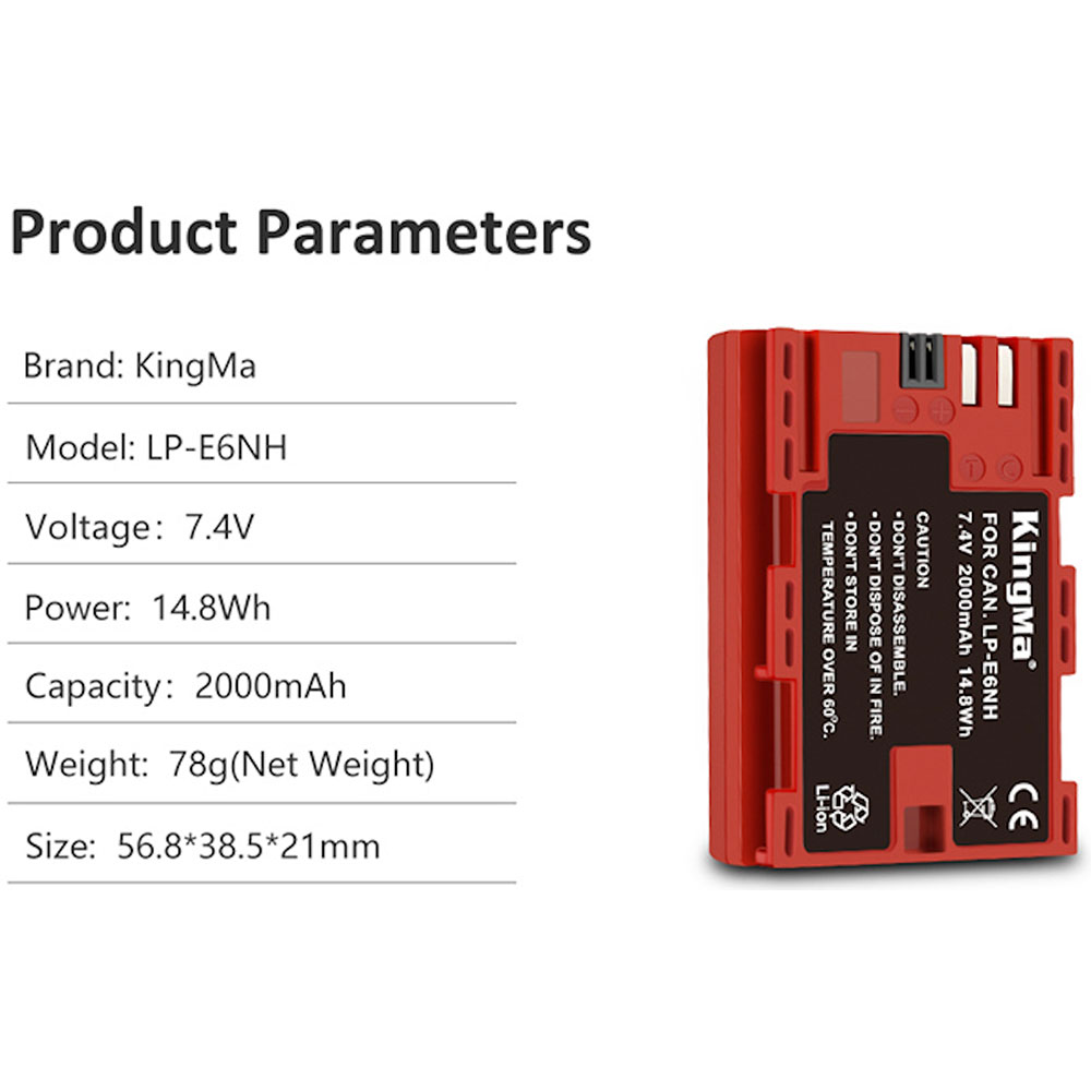 PATONA Batteria LP-E6N 1600mAh Compatibile Canon EOS R5, R6, 5D, 70D, 80D, 90D E Molti Altri