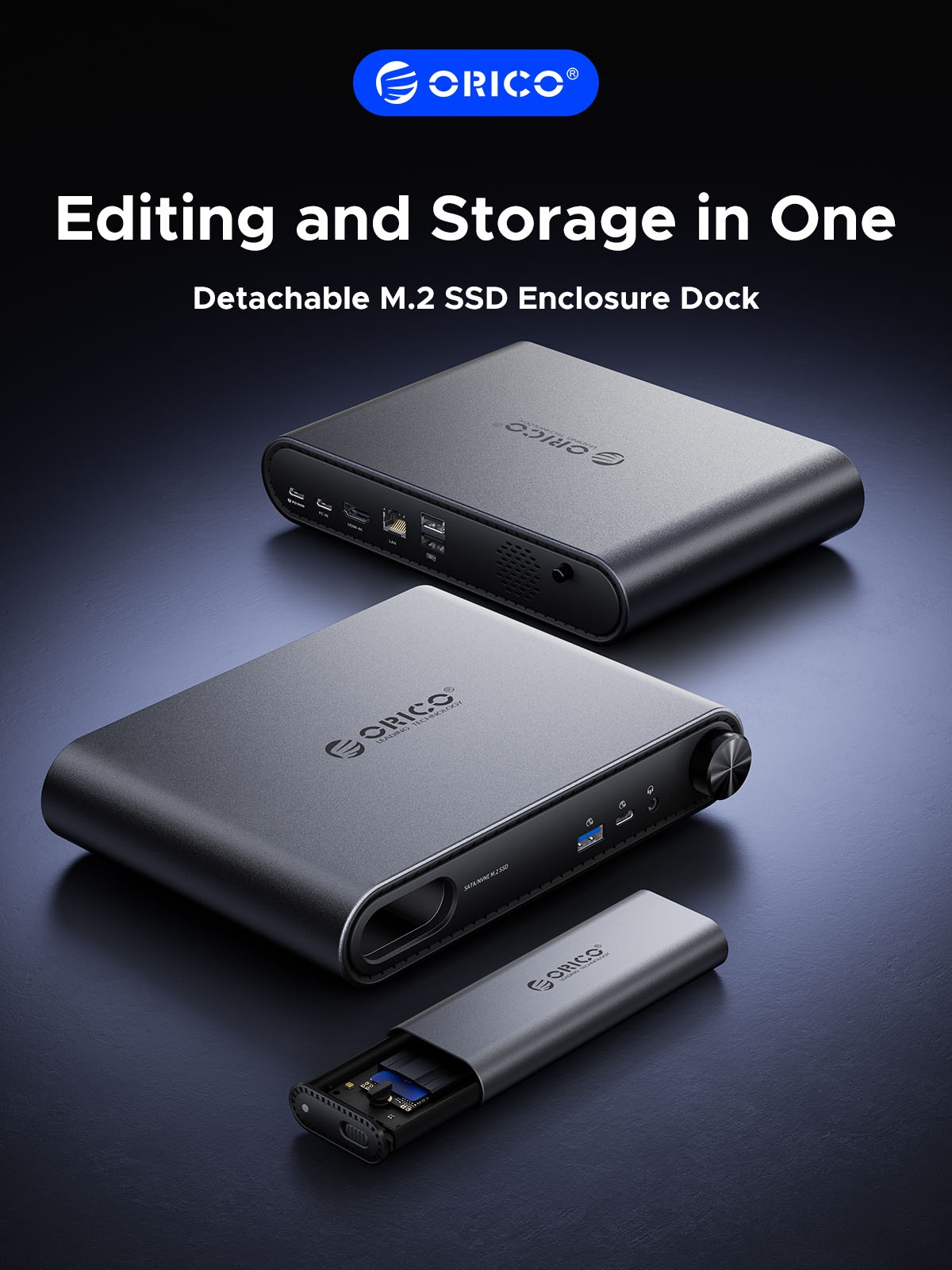 ORICO M.2 NVMe SSD Case 10 in1 USB C Docking, PD100W, Ethernet 4K60Hz ...