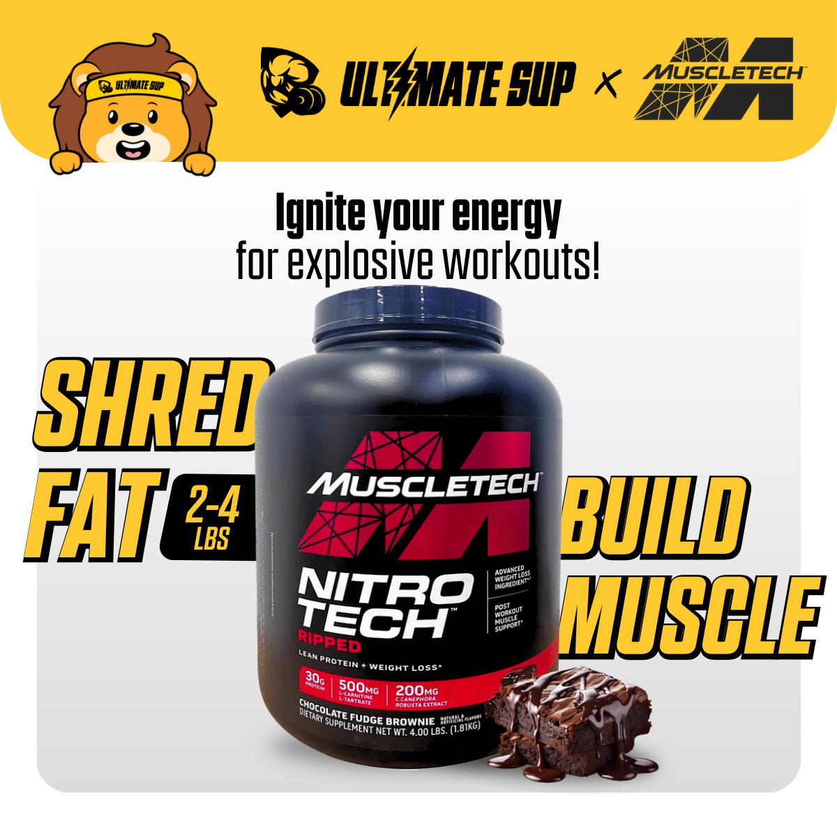 Muscletech, Nitro Tech Ripped, Ultimate Protein + Weight Loss Formula ...