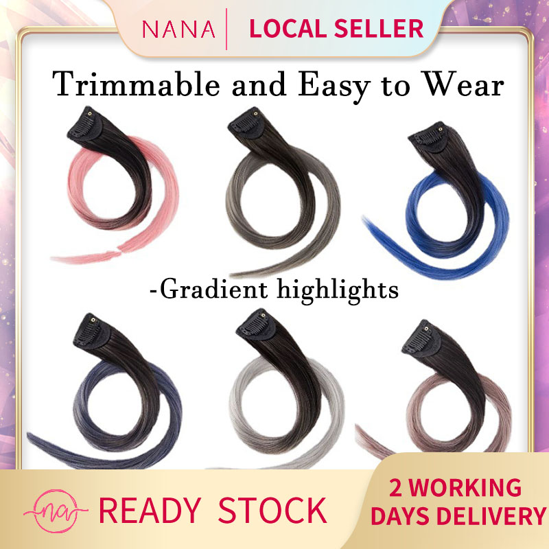[SG]Clip-In 50CM Coloured Hair Extensions Gradient Earloop Highlight ...