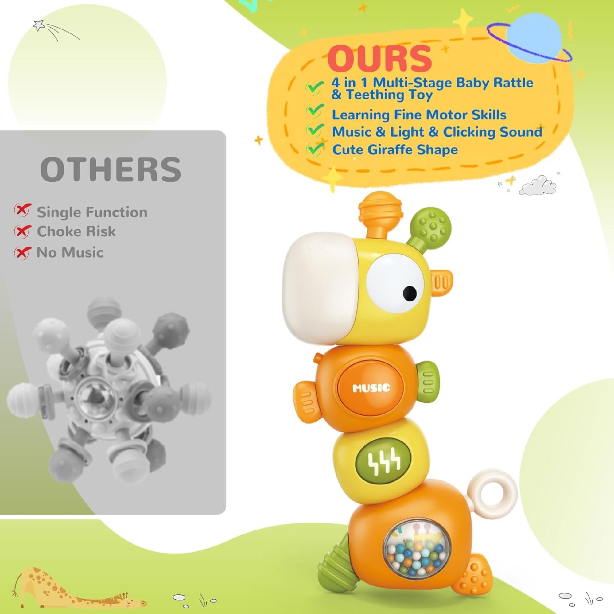 Infantino | Maya & Friends Giraffe Multi Stage Baby Rattle (Assorted ...