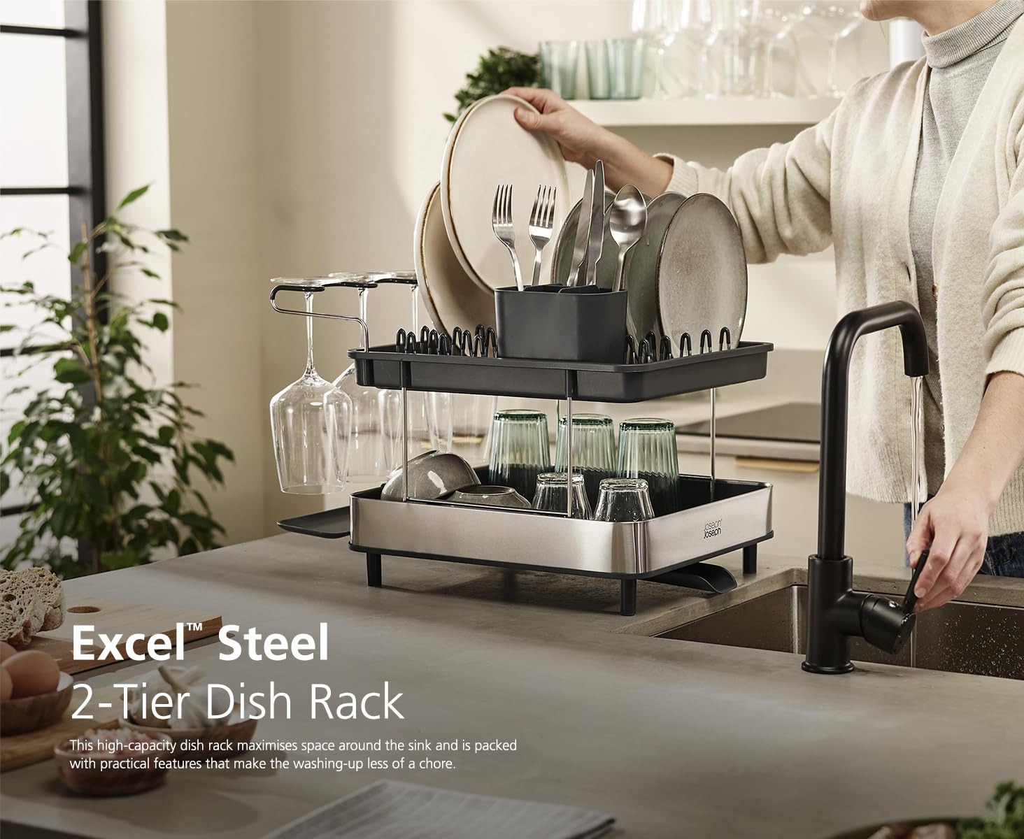 Joseph Joseph Excel Steel 2-Tier Dish Rack | Shopee Singapore