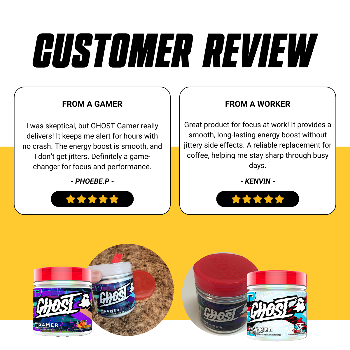 GHOST, Gamer, Energy and Focus, Natural Caffeine, Enhance Endurance ...