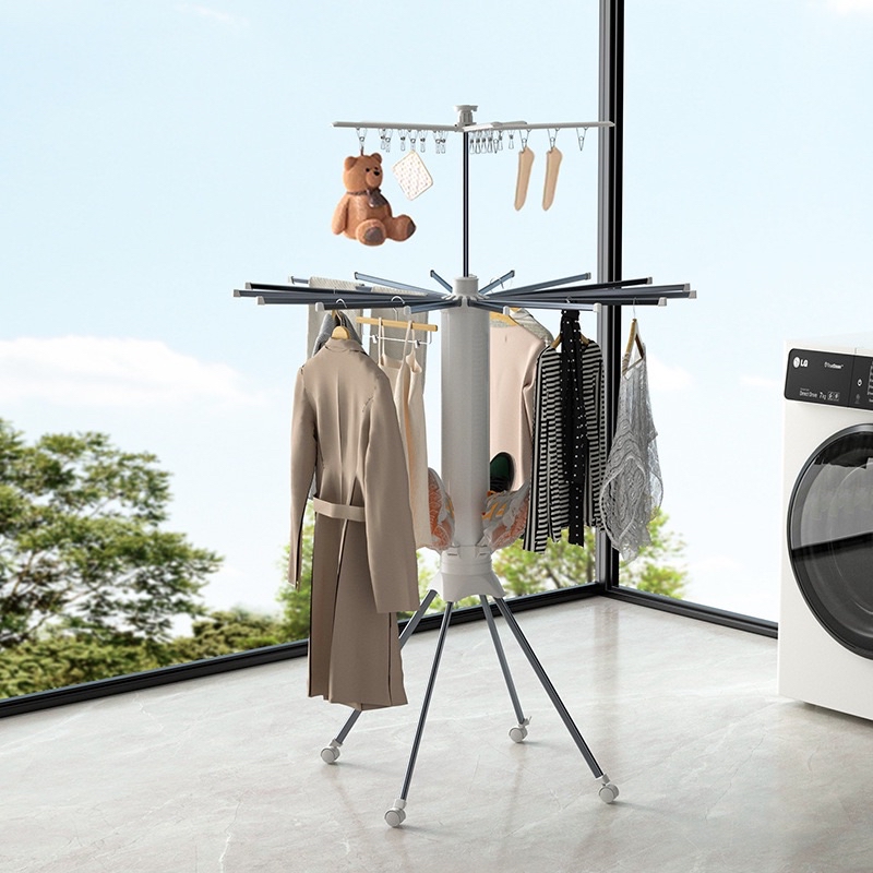 [SG SELLER] 360° Rotatable Folding Drying Rack Aluminum alloy Drying ...