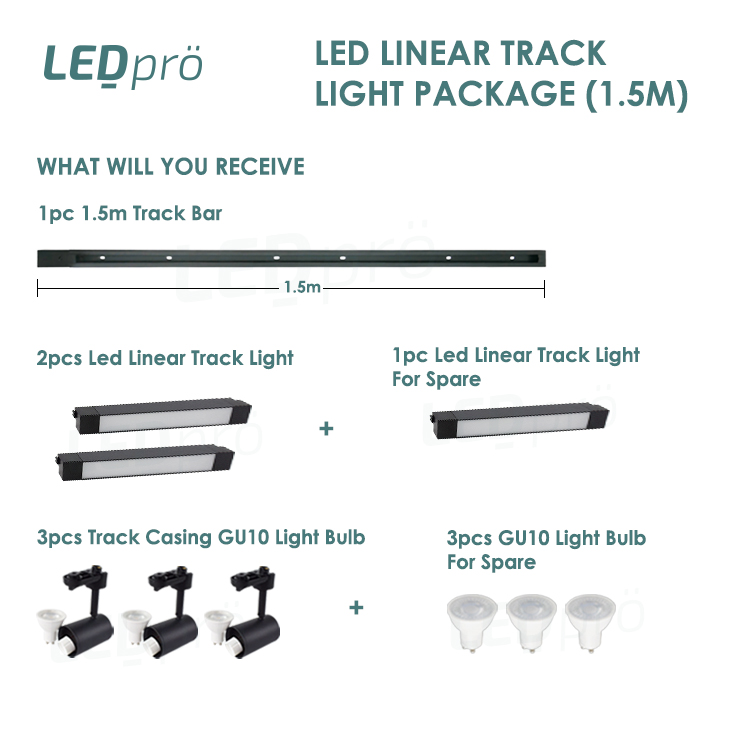 LED PRO LED LIGHT LED Linear Track Light 2pcs with Track Light 3 pcs 1 ...