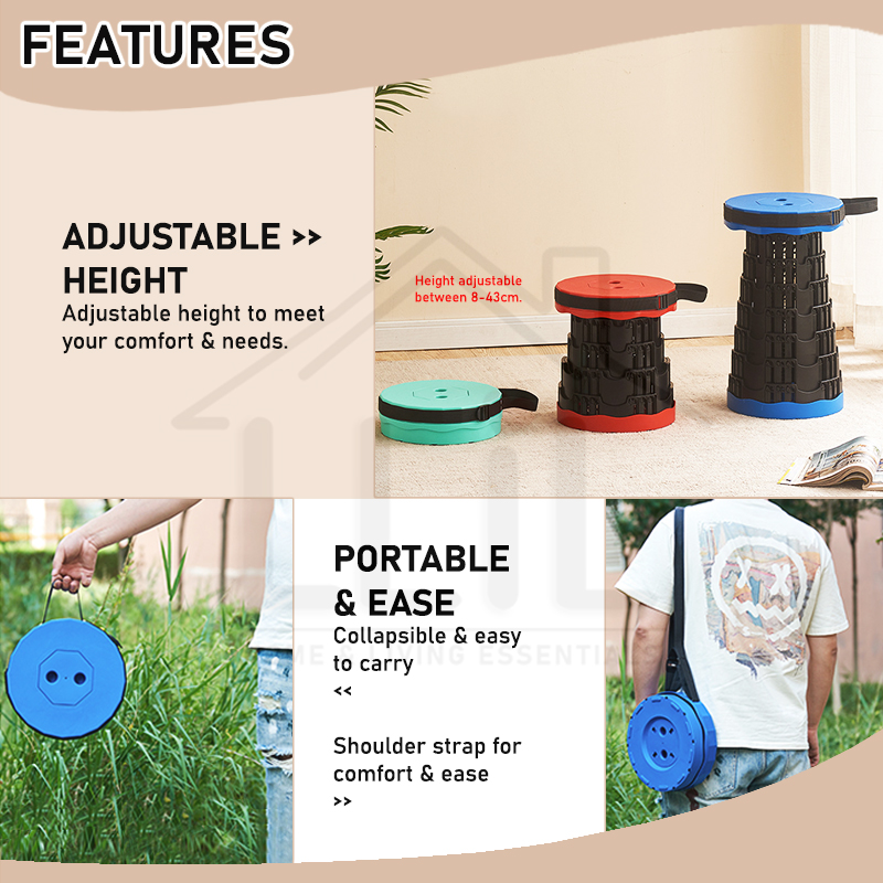 [SG STOCKS] Portable & Foldable Outdoor Stool, Collapsible, Telescopic ...