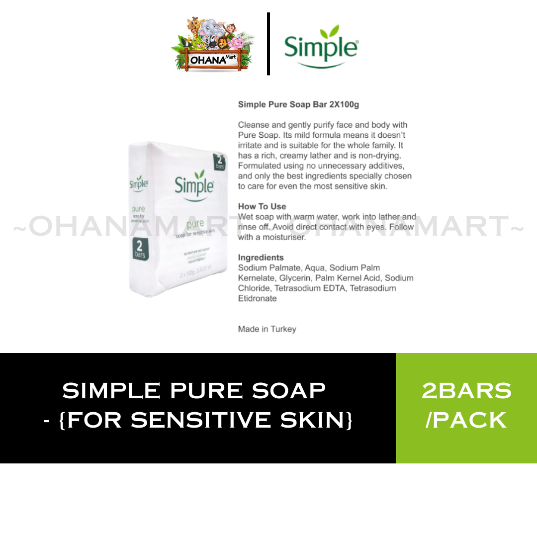 SIMPLE® Pure Soap Bar Gentle Cleanser for Sensitive Skin (No Perfume ...
