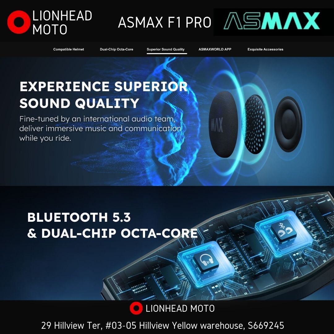 ASMAX F1PRO Bluetooth Helmet Intercom System 10 Rider Mesh Intercom SG ...