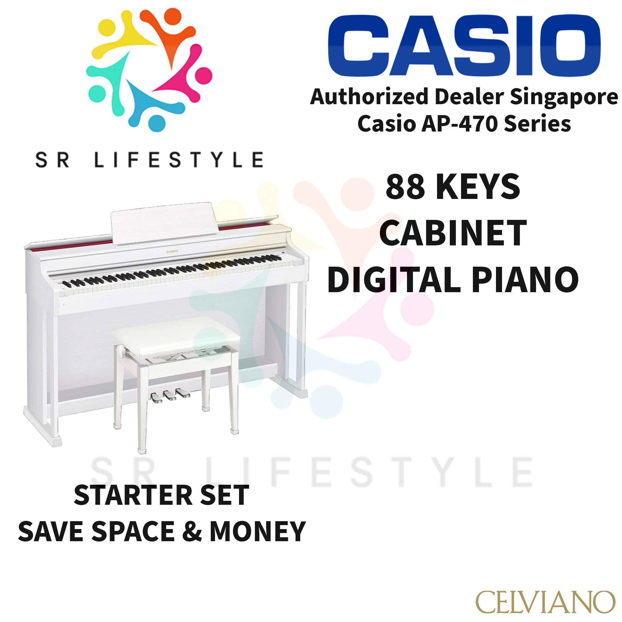 Casio AP-470 AP470 Series Celviano AP 470 Upright Cabinet Digital Piano ...