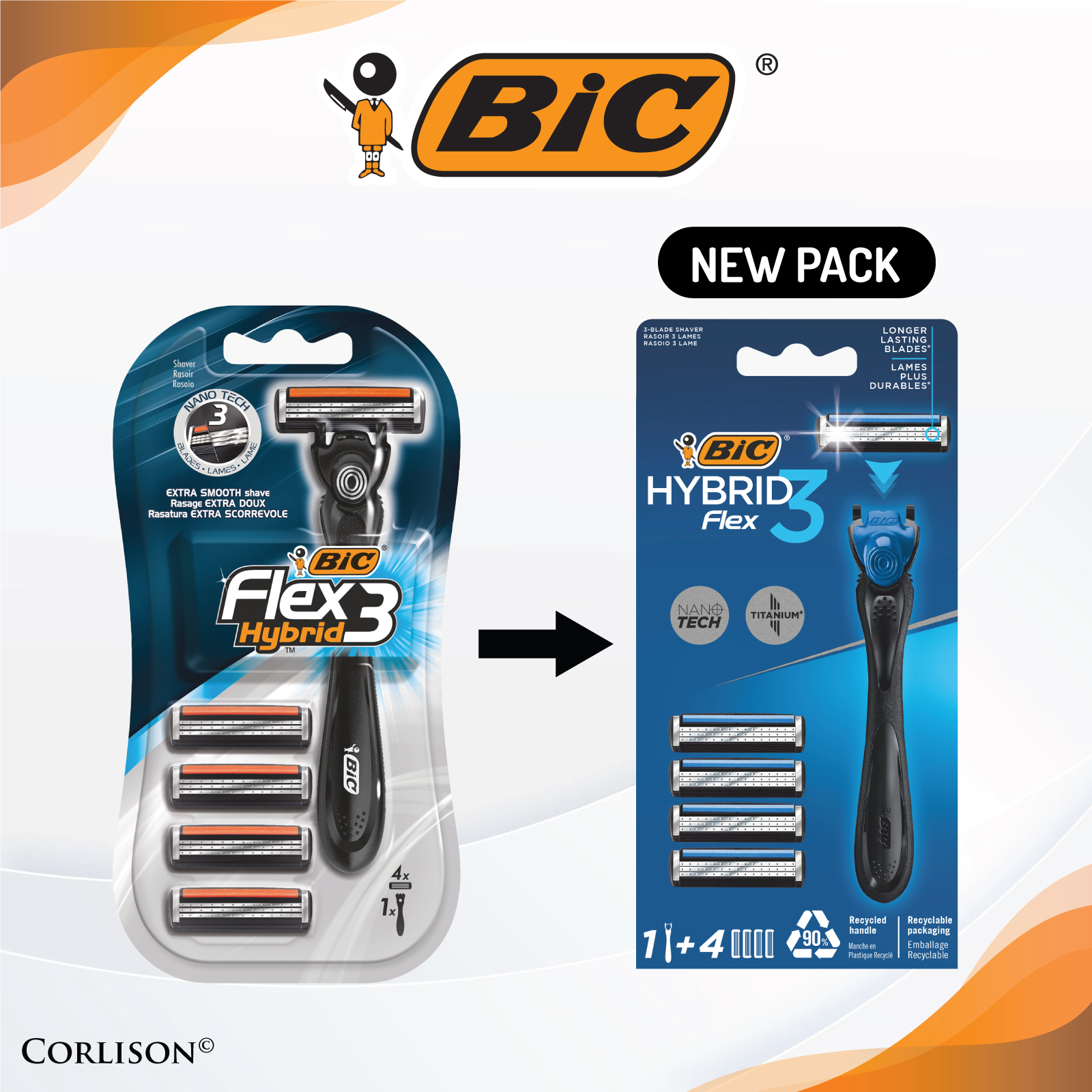 BIC Flex 3 Hybrid Shaver / Razor + 4 Shaver / Razor Cartridges | Shopee ...