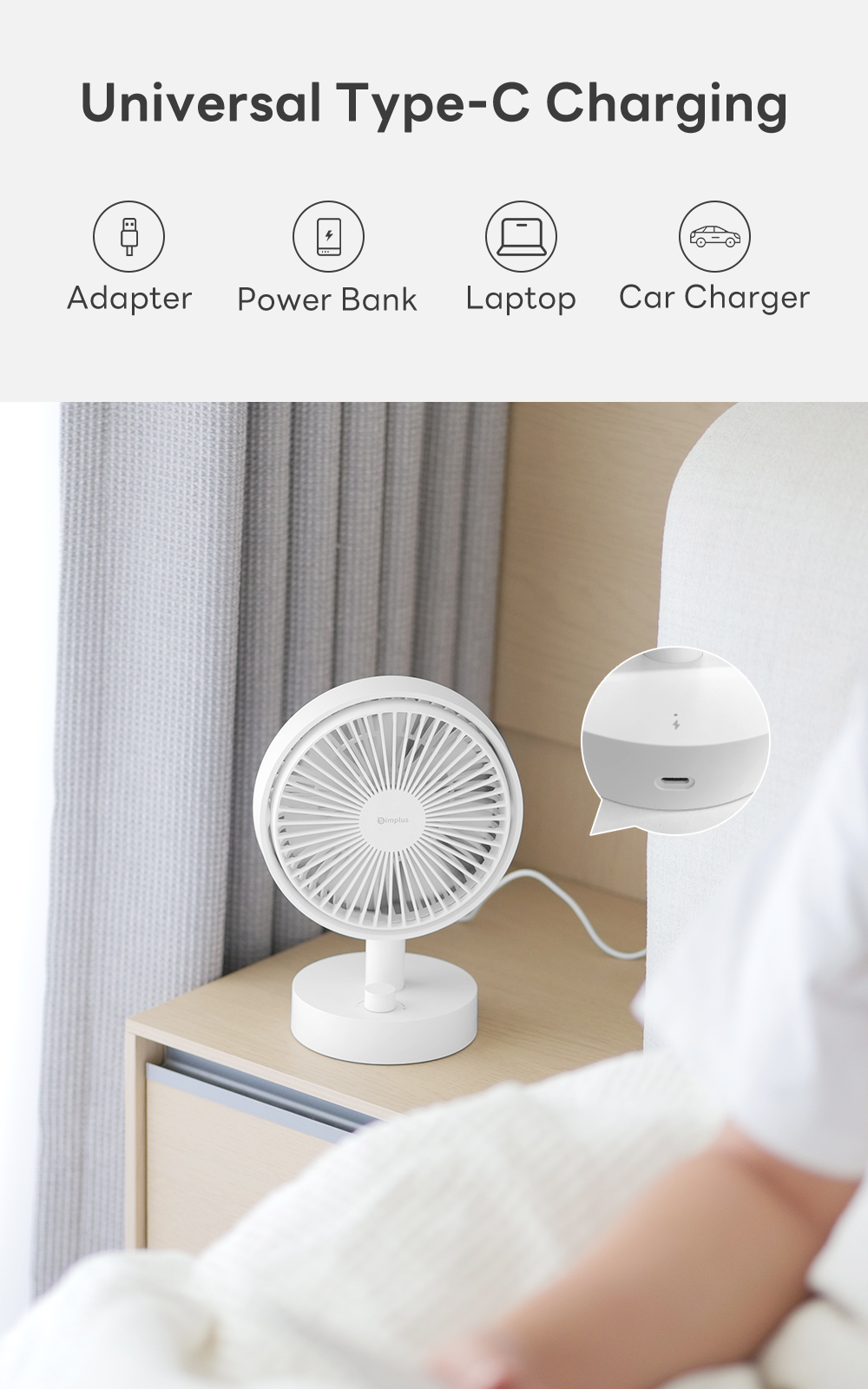 Simplus Desktop Fan | Portable Fan | Stepless Speed Control | Wide ...