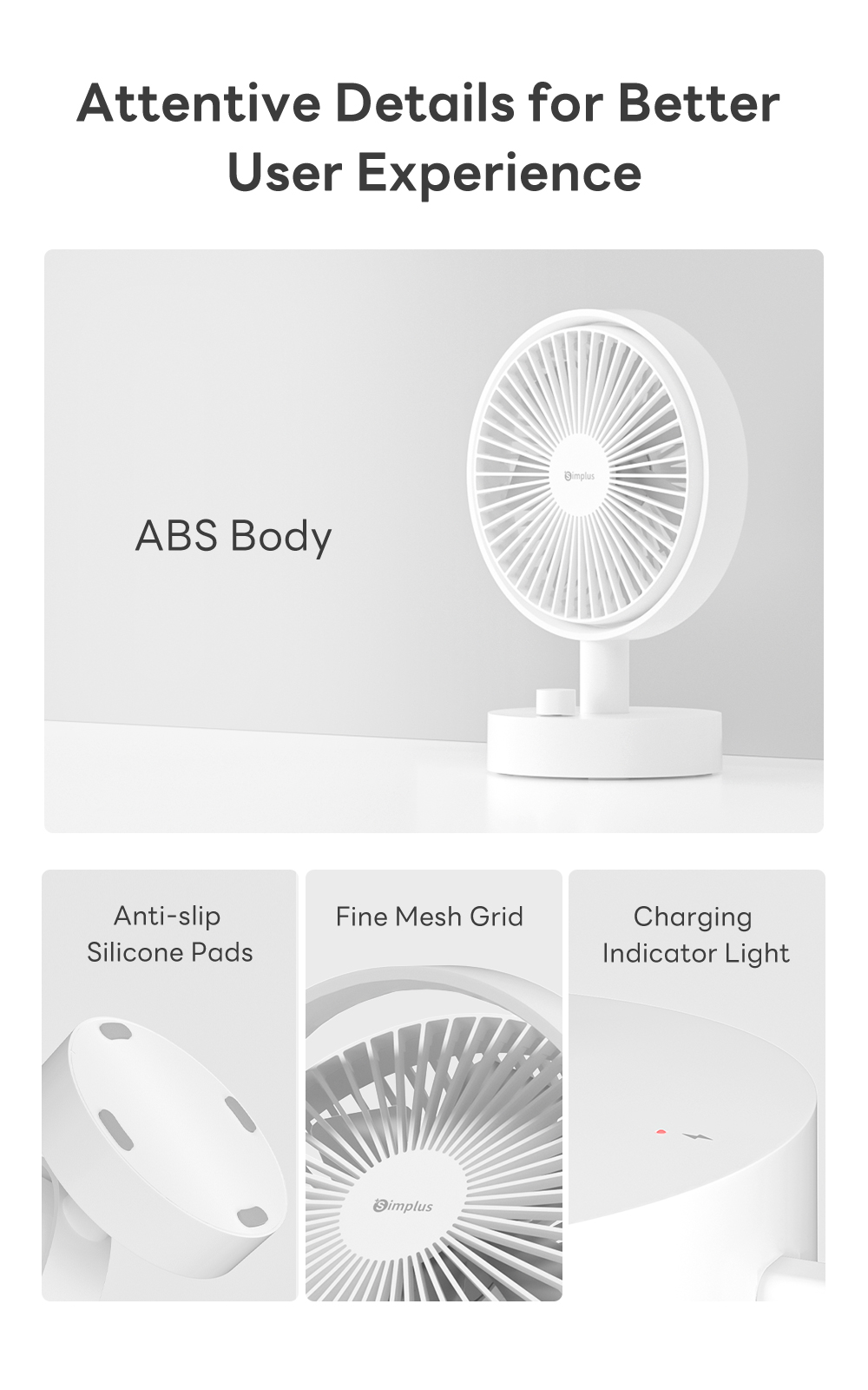 Simplus Desktop Fan | Portable Fan | Stepless Speed Control | Wide ...