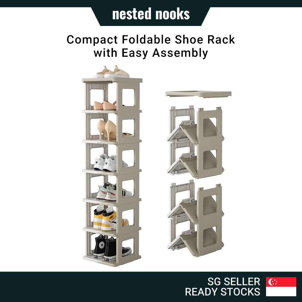 Slim Foldable Shoe Rack Space Saving 5 Tier 7 Tier Doorway Main Door ...