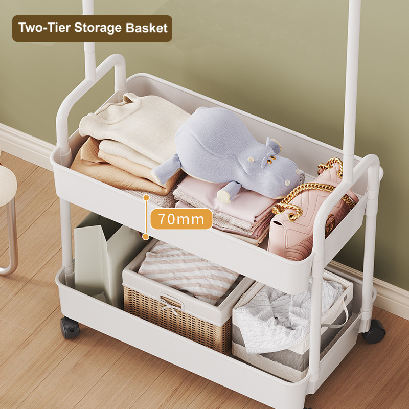 Clothes Hanging Rack with Wheels | Movable Hanging Rack with Double ...