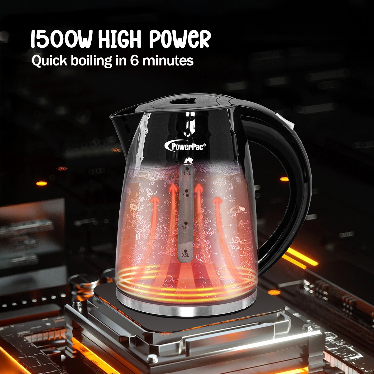 PowerPac Electric Kettle Jug, Cordless Kettle 1.8L (PPJ2010) | Shopee ...