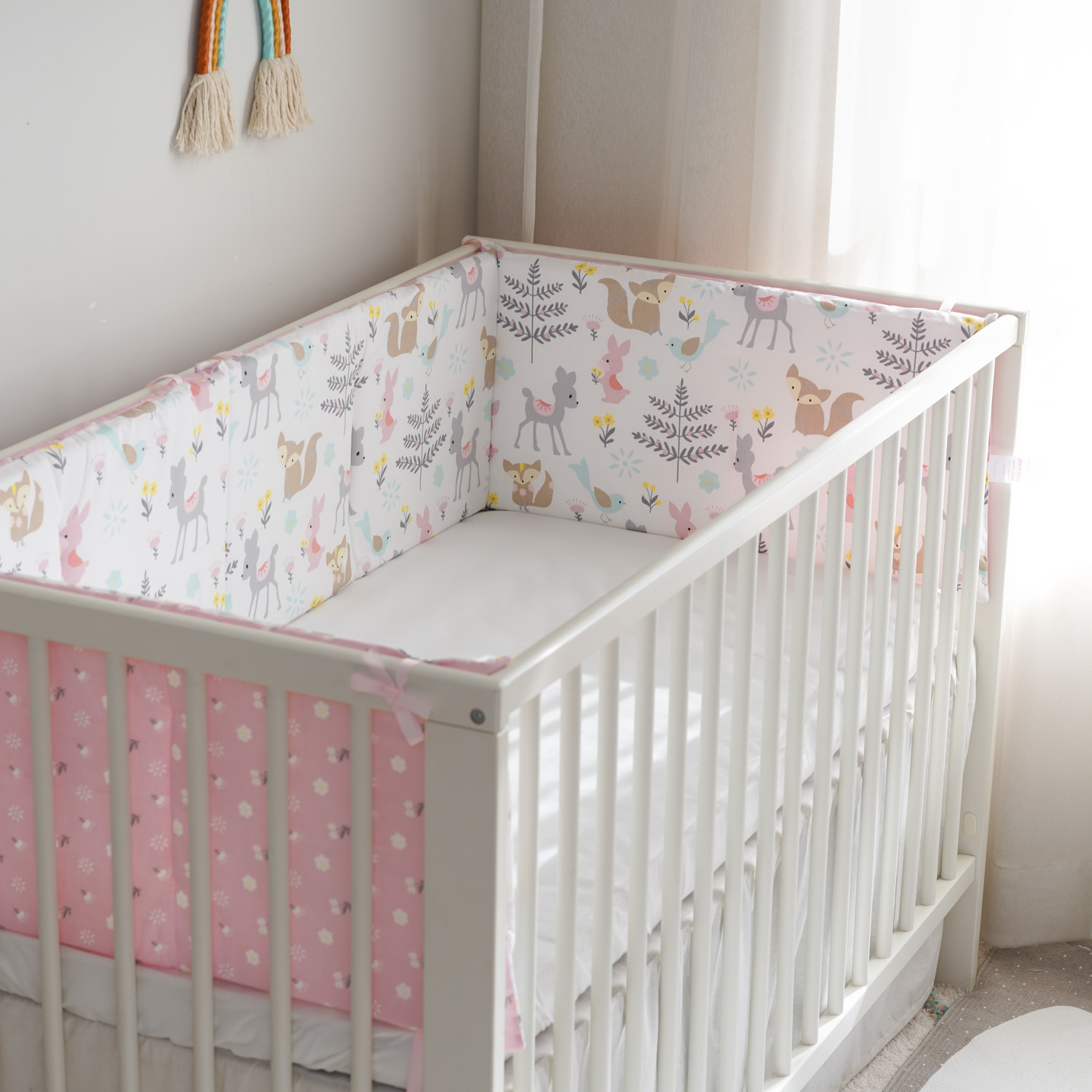 【SG】100% Cotton Baby Cot Bumper Crib Safety Rails Baby Head Protector