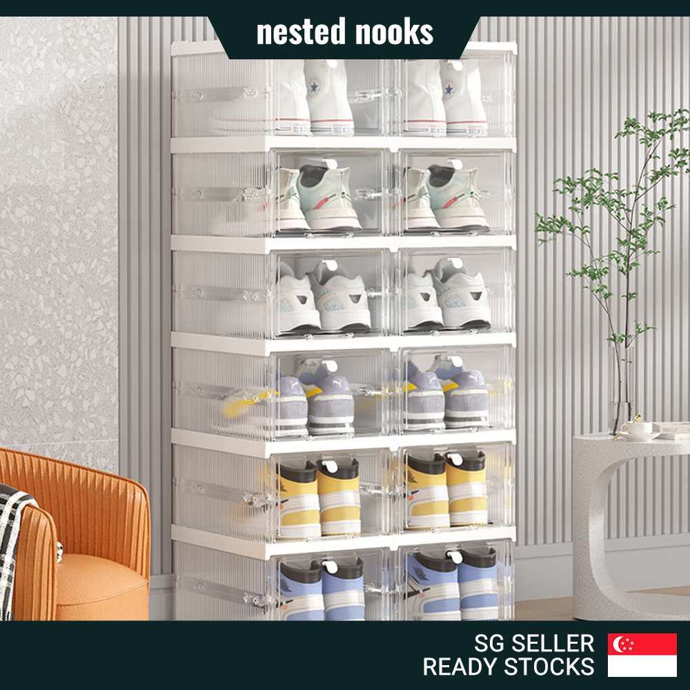 Foldable Shoe Box Installation Free Stackable Shoe Rack Storage Box ...