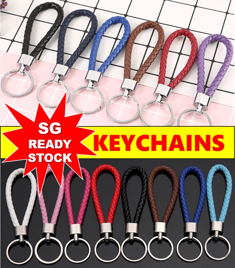 [SG READY STOCK] Braided Rope Keychain Metal Key Ring Key Holder Key ...