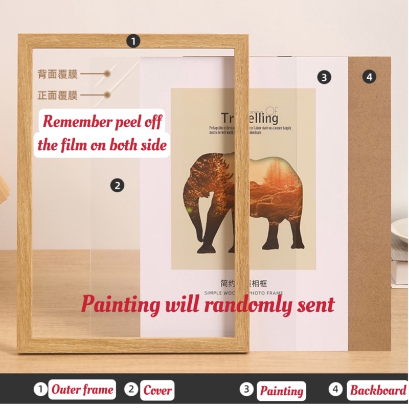 SG Stock [offer] A4 Photo Frame Wooden Picture Frame Certificate Holder ...