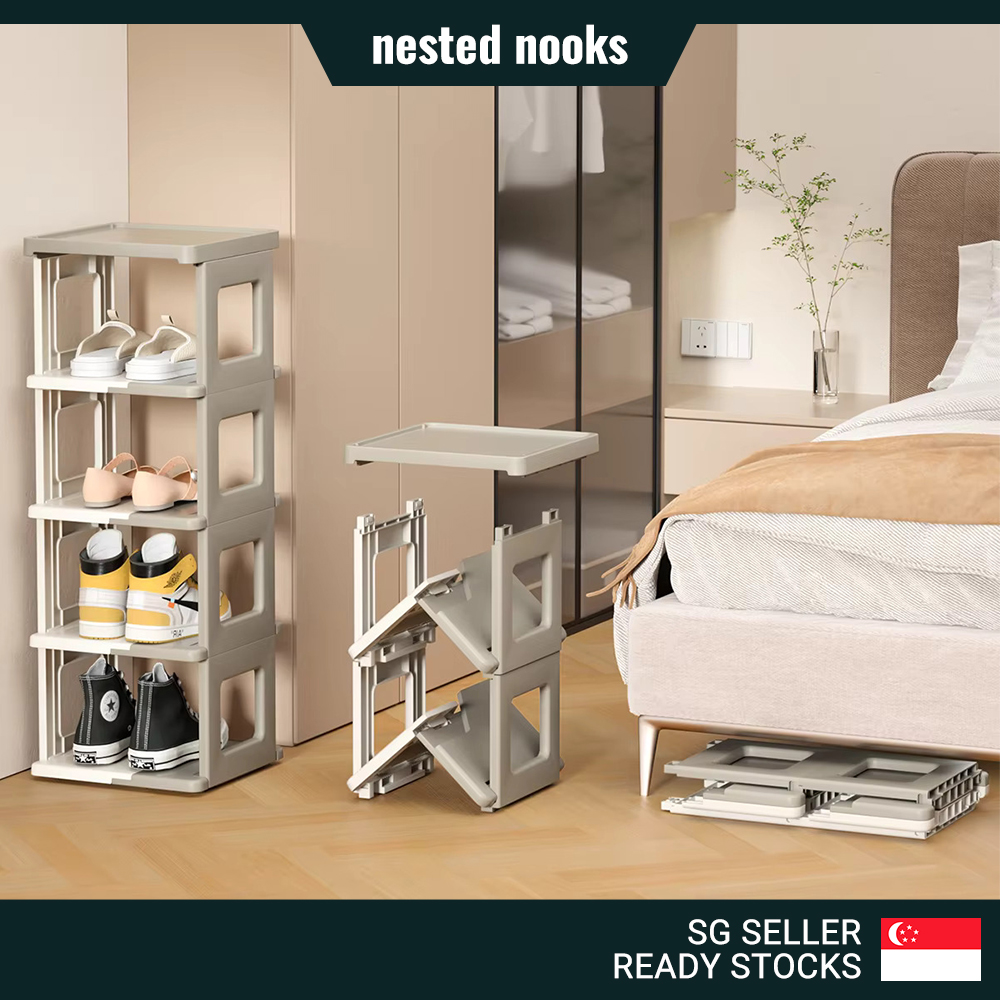 Slim Foldable Shoe Rack Space Saving 5 Tier 7 Tier Doorway Main Door ...