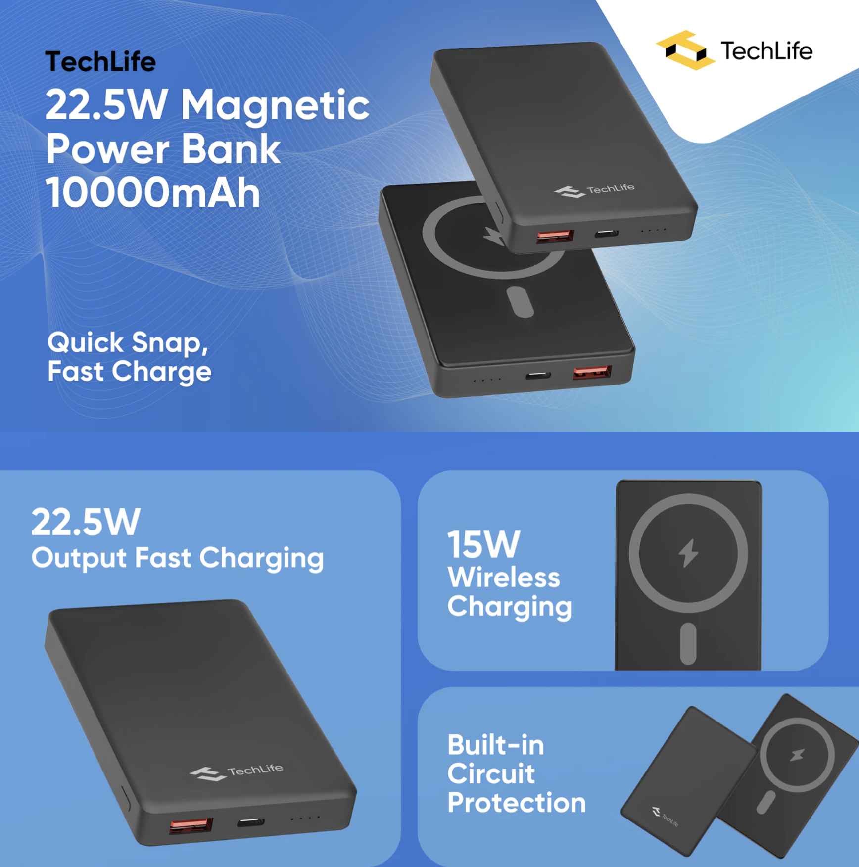 Techlife 22.5W Magnetic Power Bank - Fast Charging, Strong Performance ...