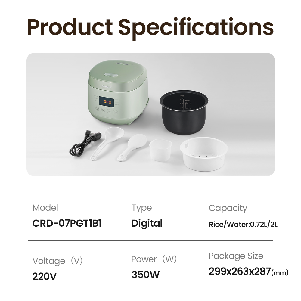 Comfee Digital Rice Cooker CRD-07PGT1B1 0.72L Non-stick coating 6 menu ...