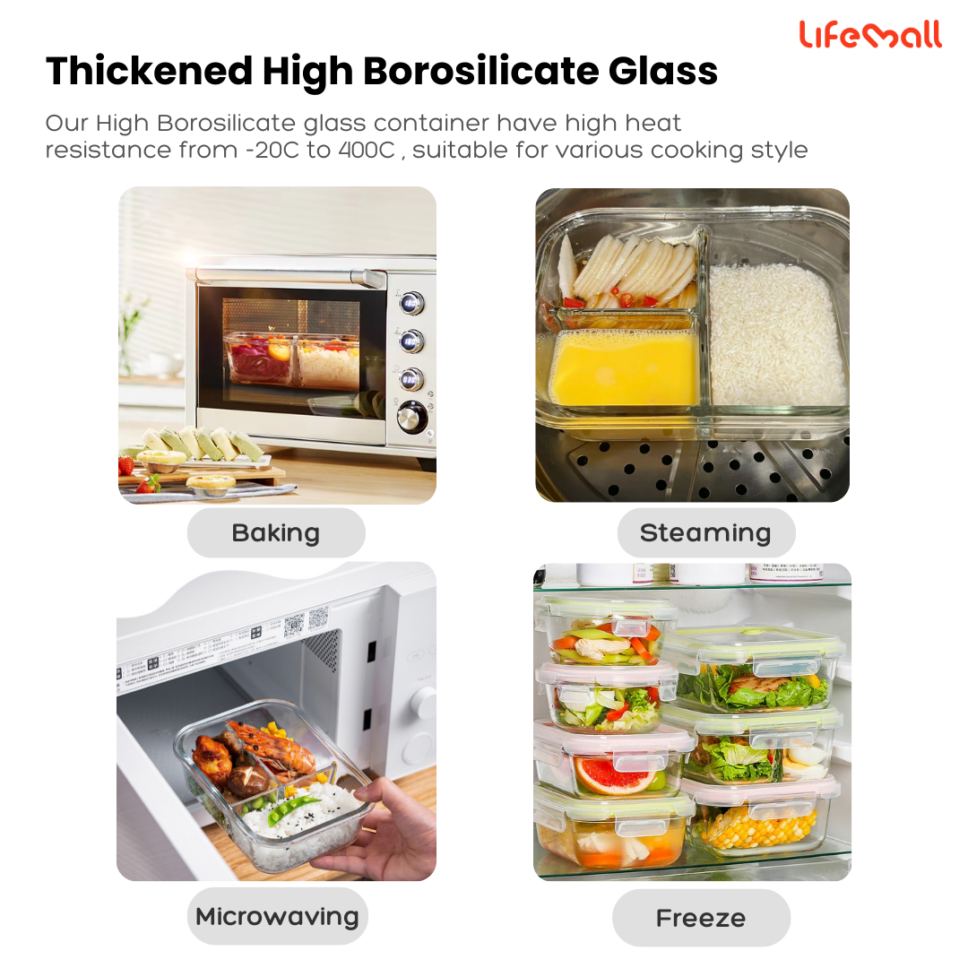 LifeMall - FlexSeal Glass Food Container | Glass Lunch Box ...