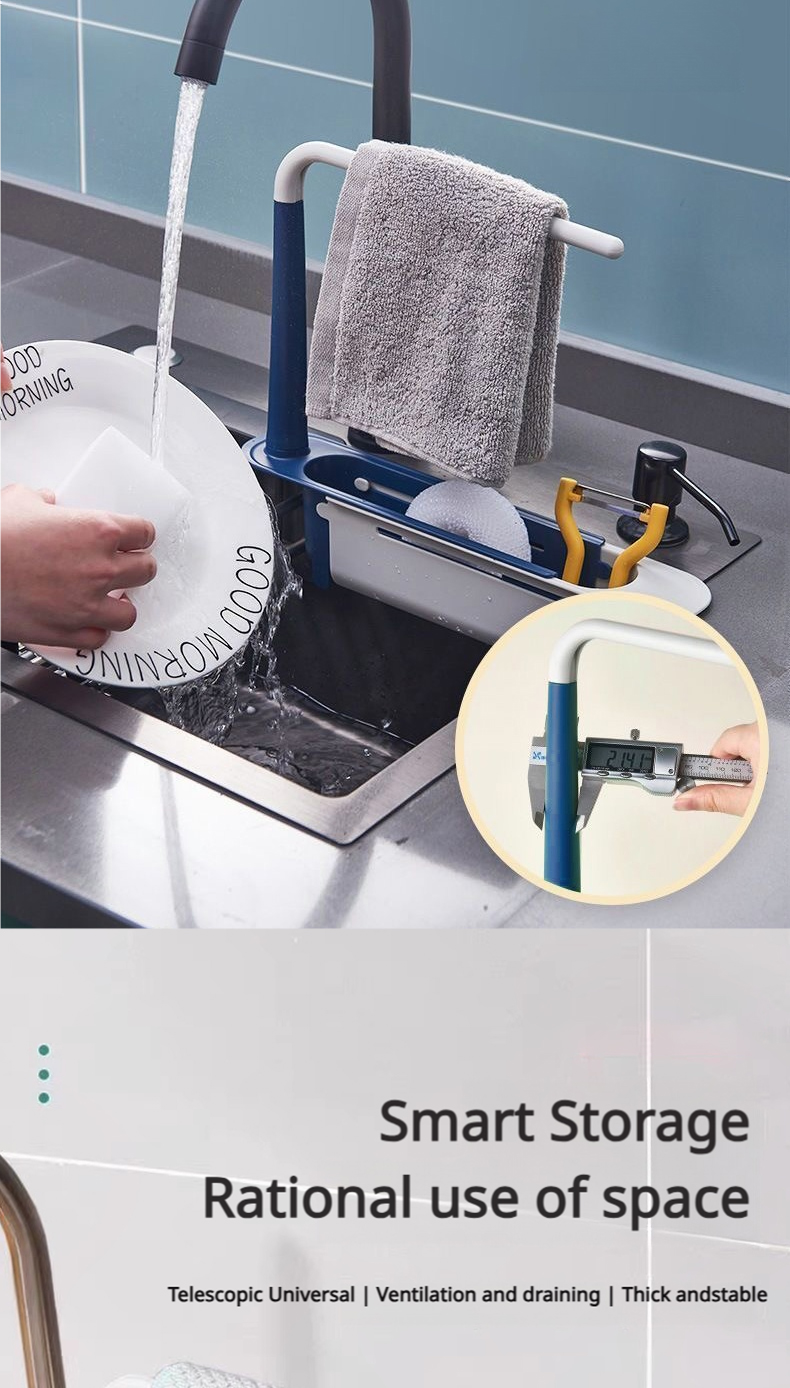 Kitchen Sink Rack Organizer – Rinse Utensils & Sponge Holder, BPA-Free Plastic