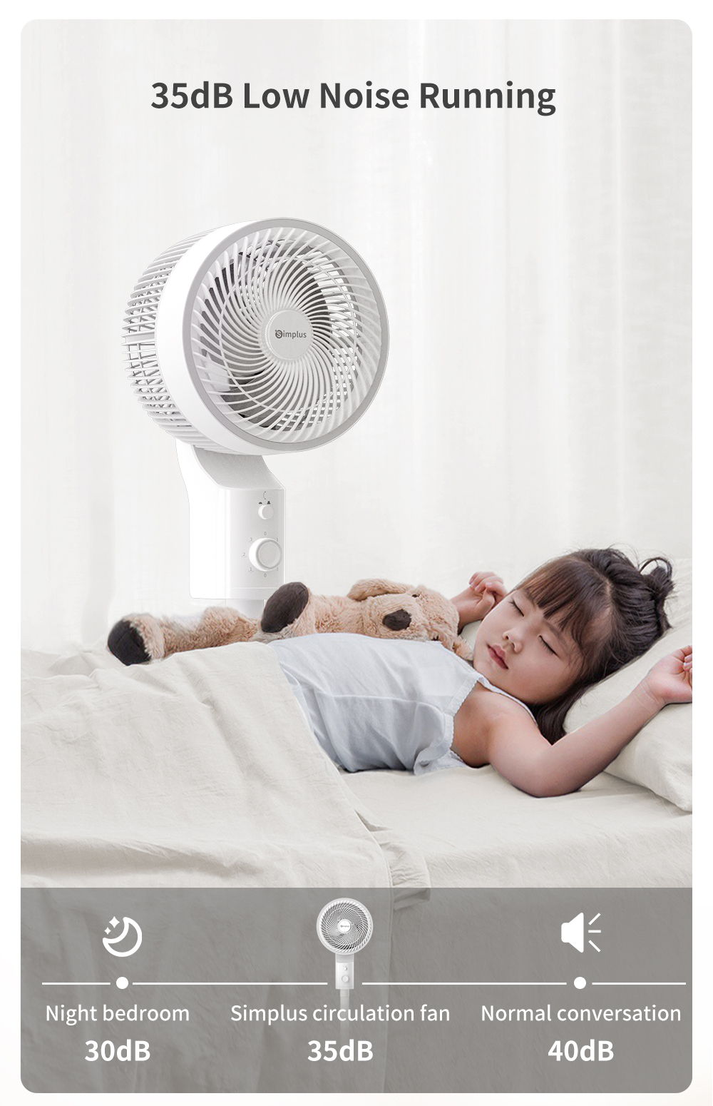Simplus Kit Air Circulation Fan Household Vertical Electric Fan 3 Wind ...