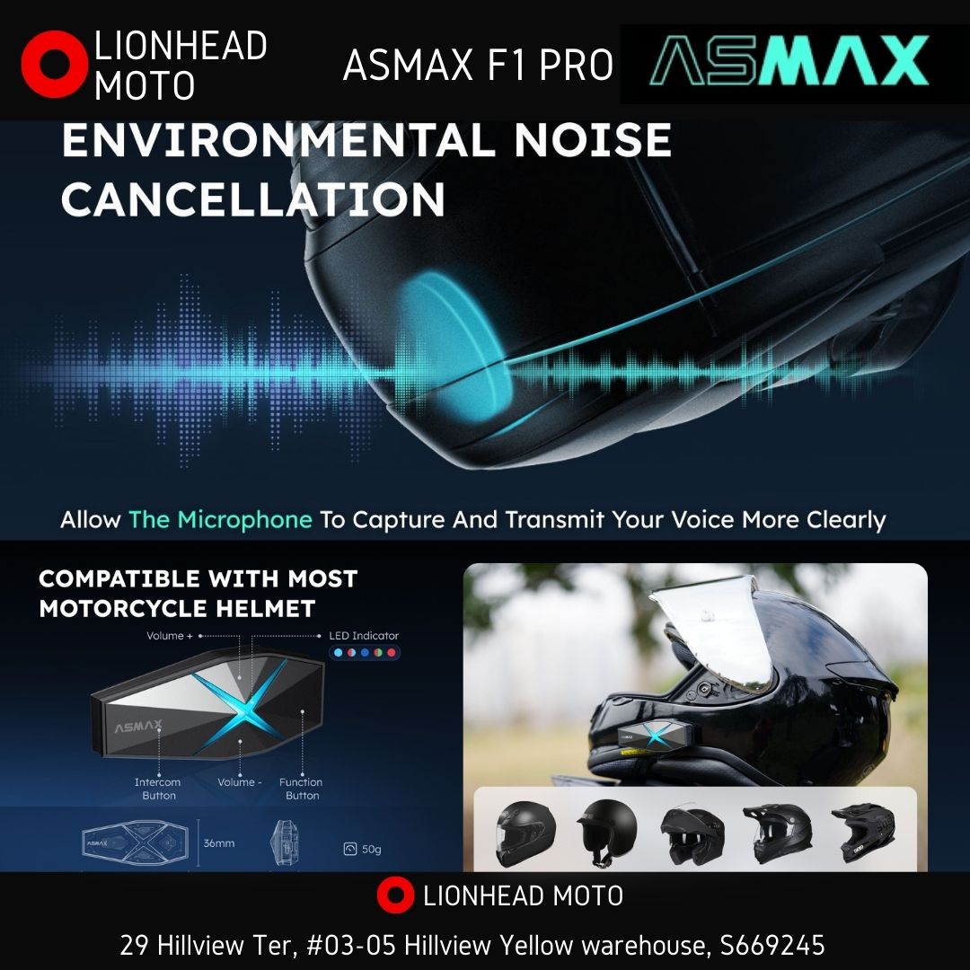 ASMAX F1PRO Bluetooth Helmet Intercom System 10 Rider Mesh Intercom SG ...