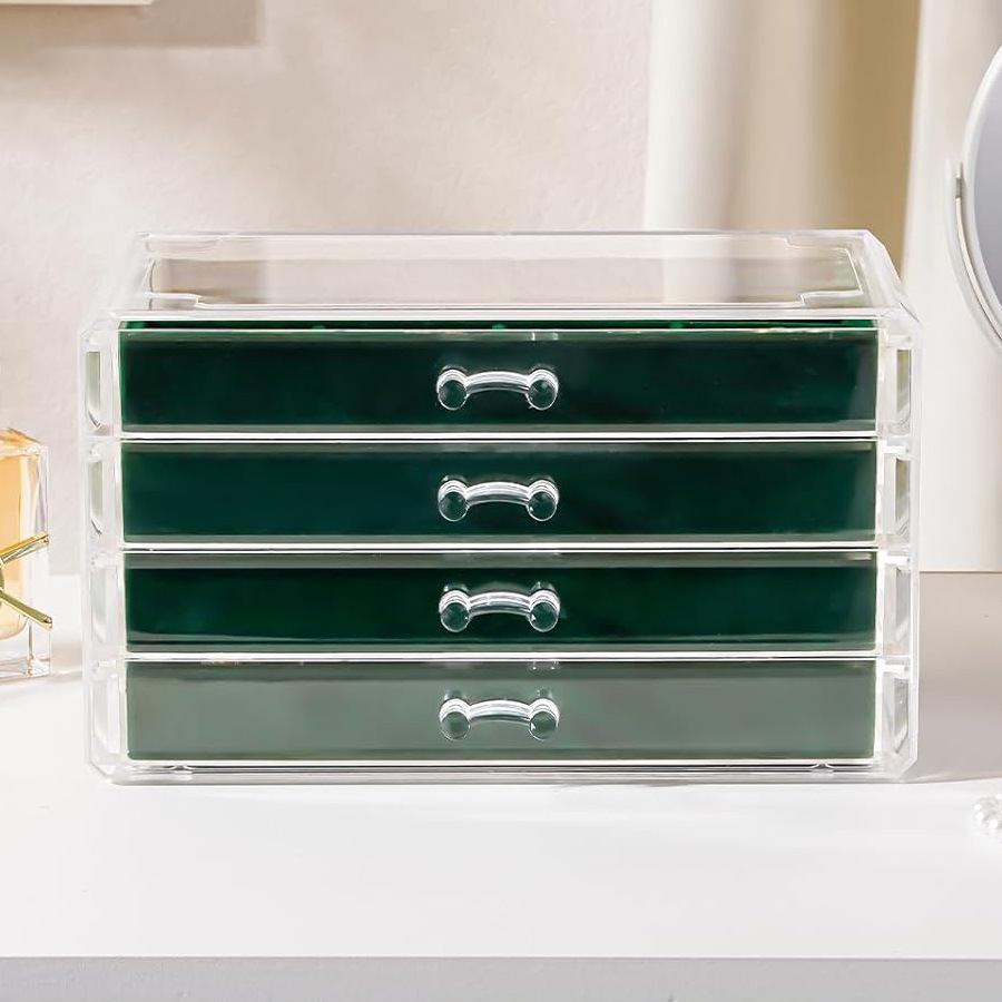 Hicus SG Four-draw acrylic velvet storage box jewelry necklace earrings ...