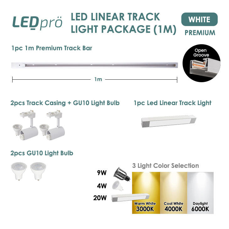 LED PRO LED LIGHT LED Linear Track Light 1pc with Track Light 2 pcs 1m ...