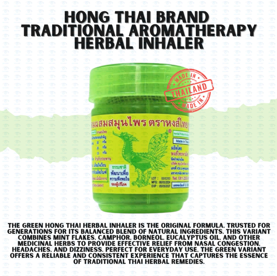 Bundle of 6 Hong Thai Herbal Inhaler | Green 40g, Yellow 25g, White 25g ...