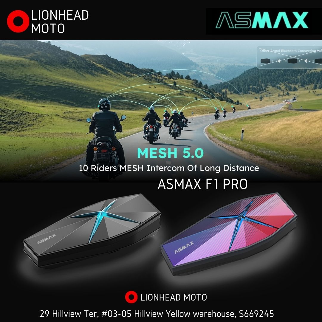 ASMAX F1PRO Bluetooth Helmet Intercom System 10 Rider Mesh Intercom SG ...