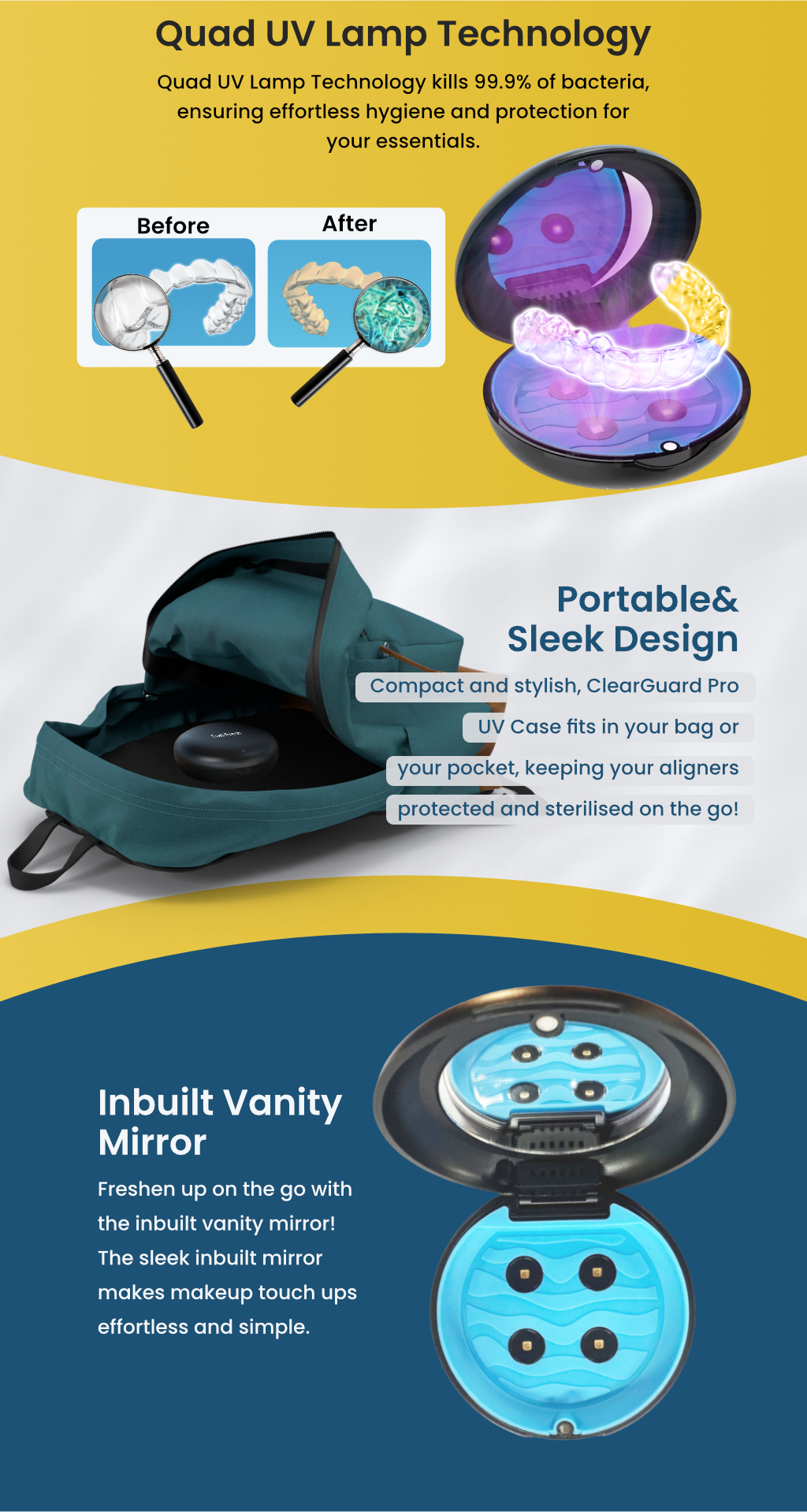 UV Aligner Case Pro - Feel Fresh ClearGuard Sterilizer Retainer Case ...