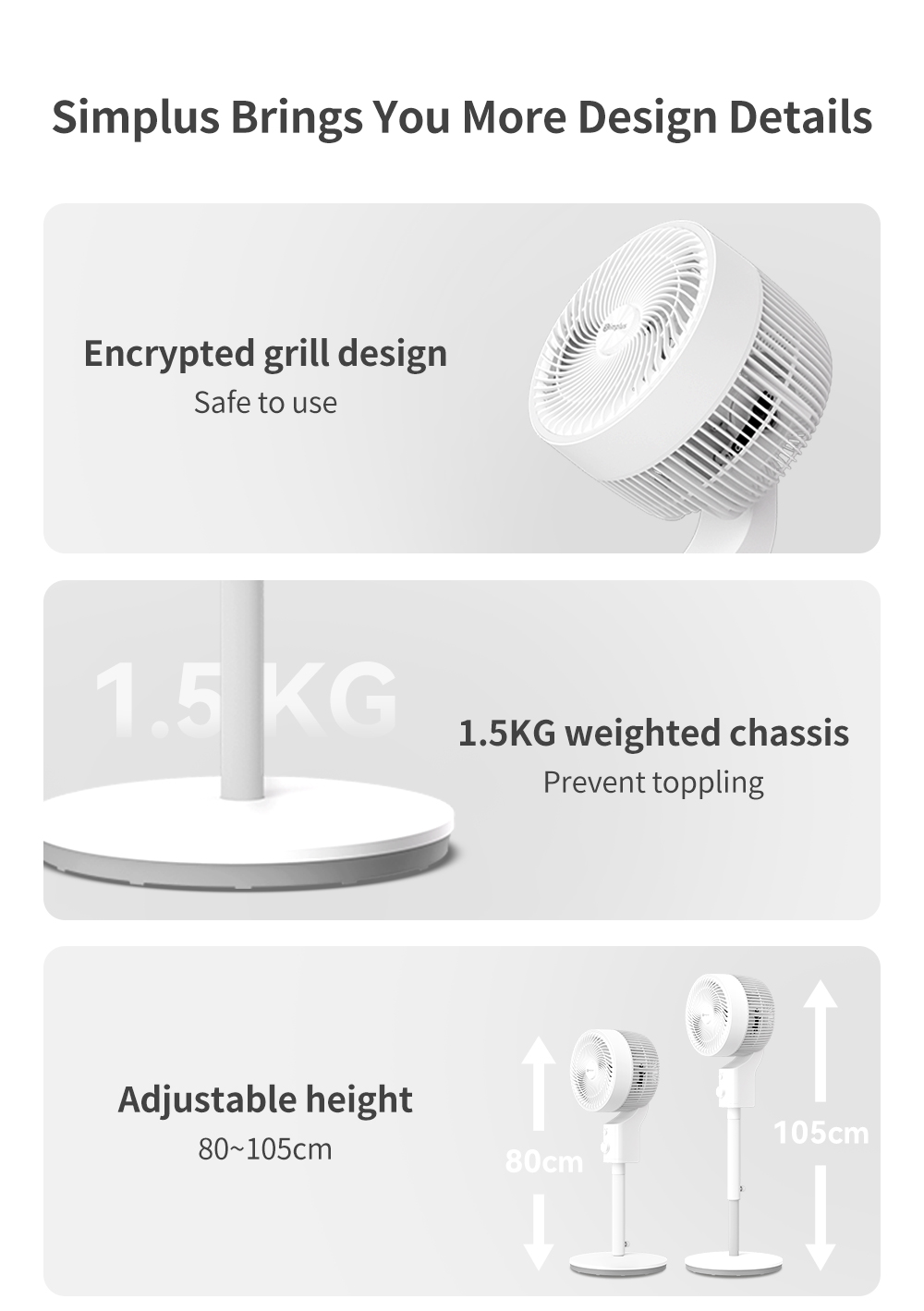 Simplus Kit Air Circulation Fan Household Vertical Electric Fan 3 Wind ...