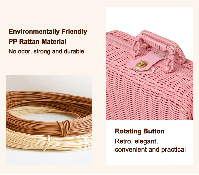 Specool® Vintage Rattan Woven Storage Case Suitcase Souvenir Gift Box ...