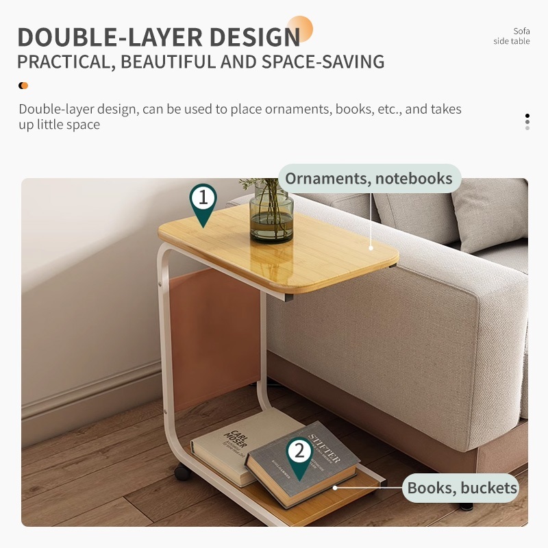 SNB Movable Coffee Tea Table Sofa Side Table With Wheels Small Bedside ...