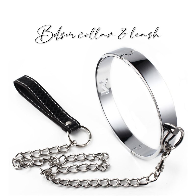 Alloy choker BDSM Collar Slave Bondage leash Submissive Fetish leash