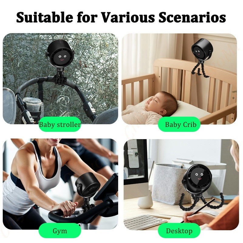 Stroller Fan Clip On smile Fan Octopus Fan Portable Desktop 5 Speeds ...
