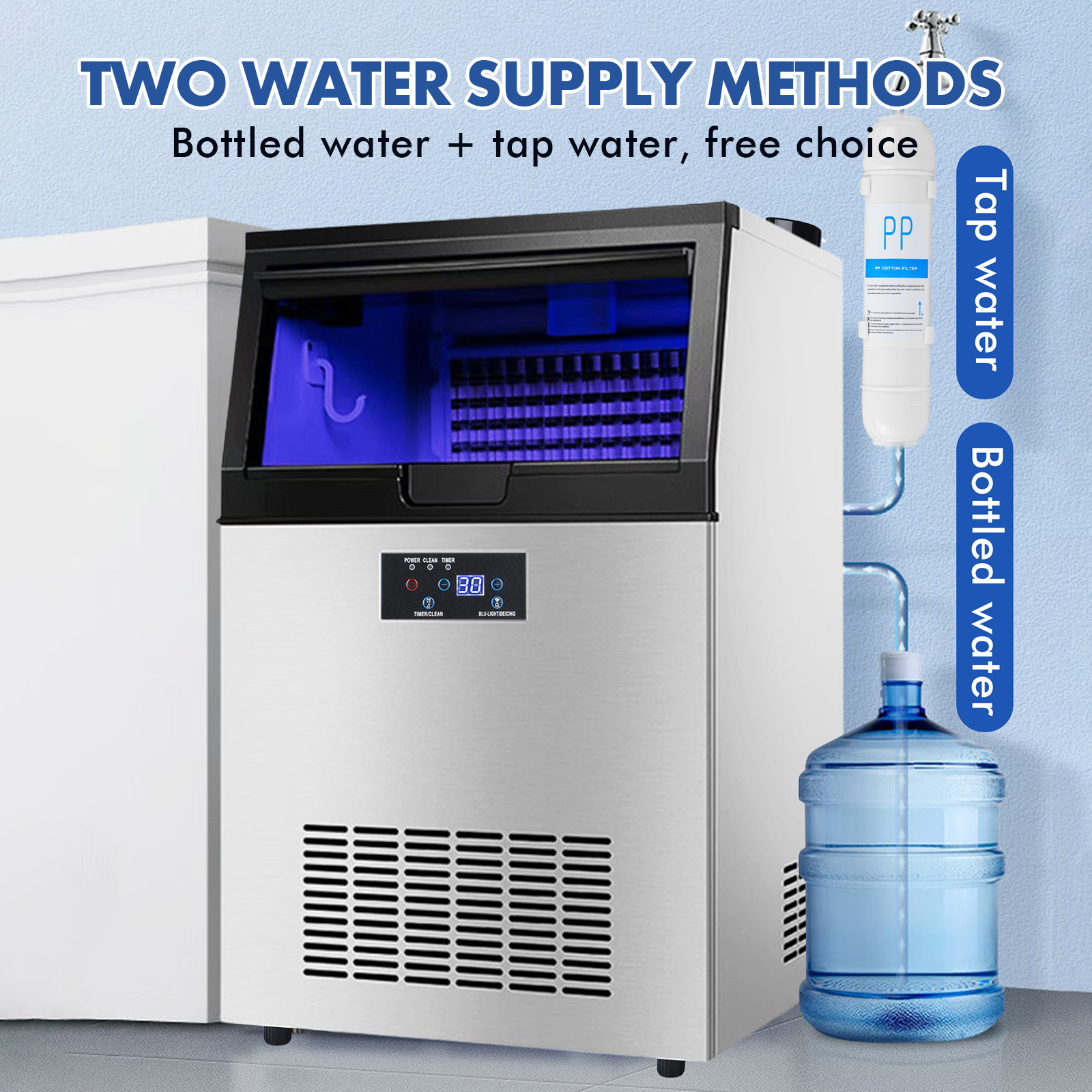 5 Years Warranty🧊100KG & 50KG Commercial ice maker/High Capacity 24H ...