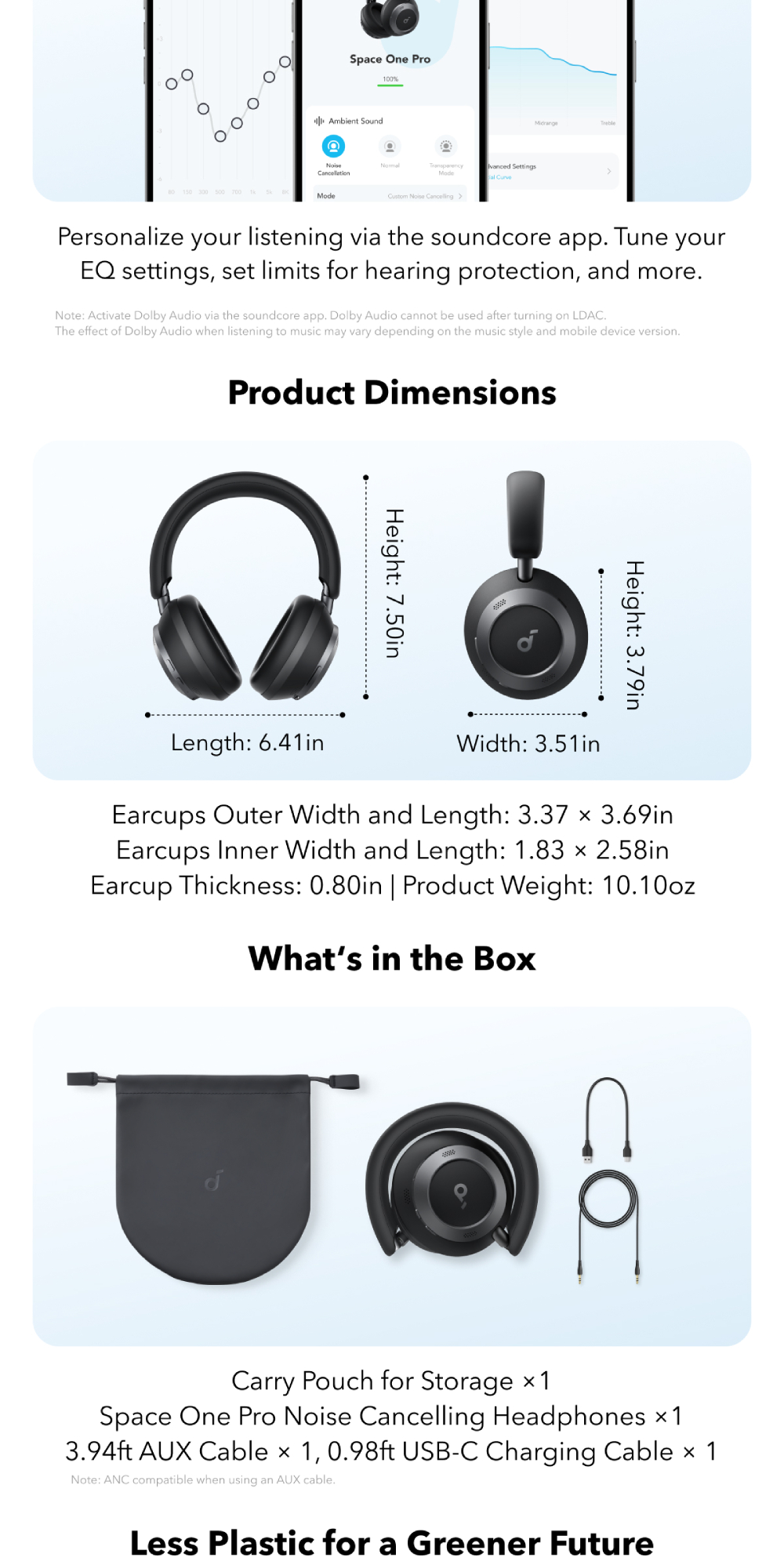 Soundcore Space One Pro, Adaptive Active Noise Cancelling Headphones, 6 ...