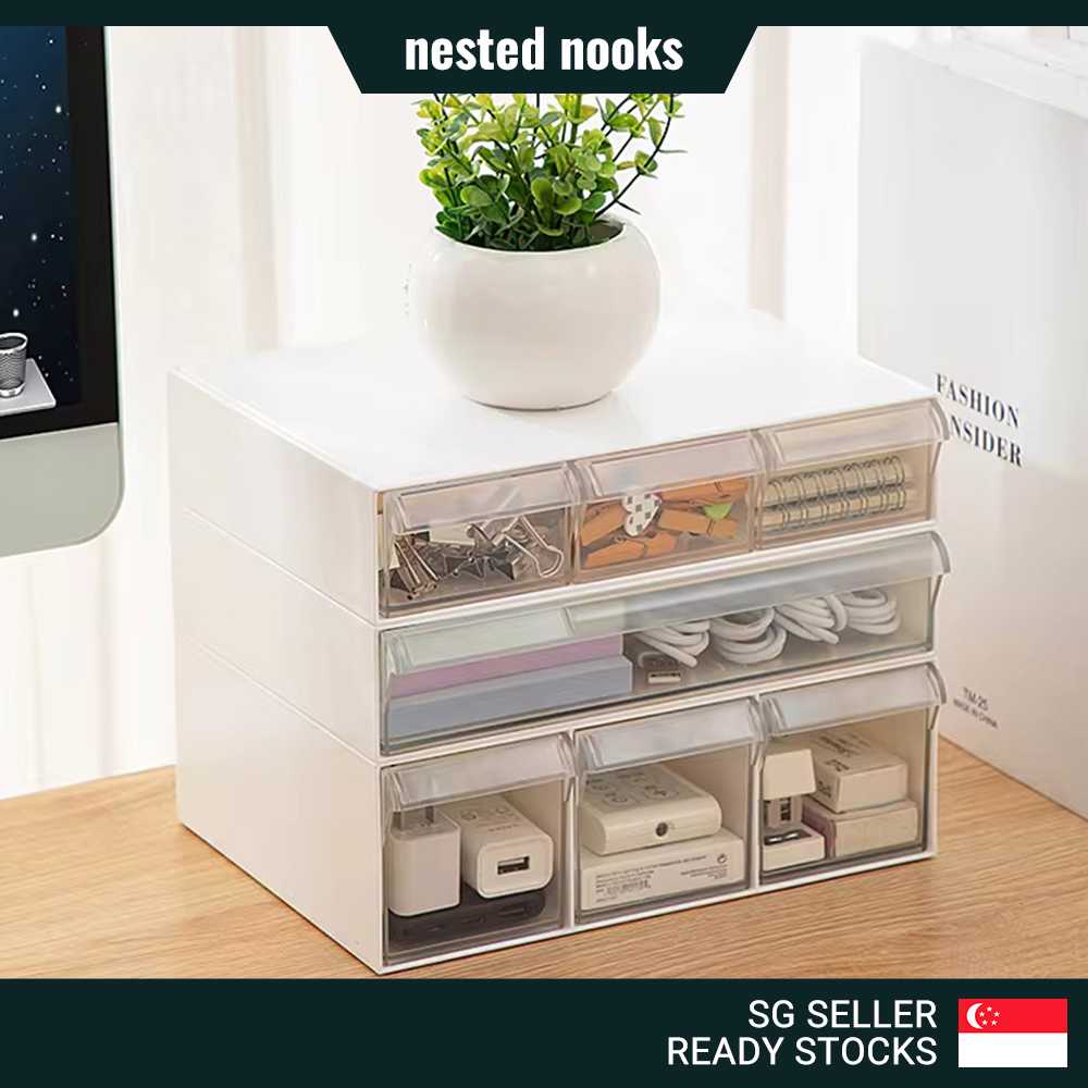 New Desktop Stationery Organizer Stackable Drawer Storage Box Container ...