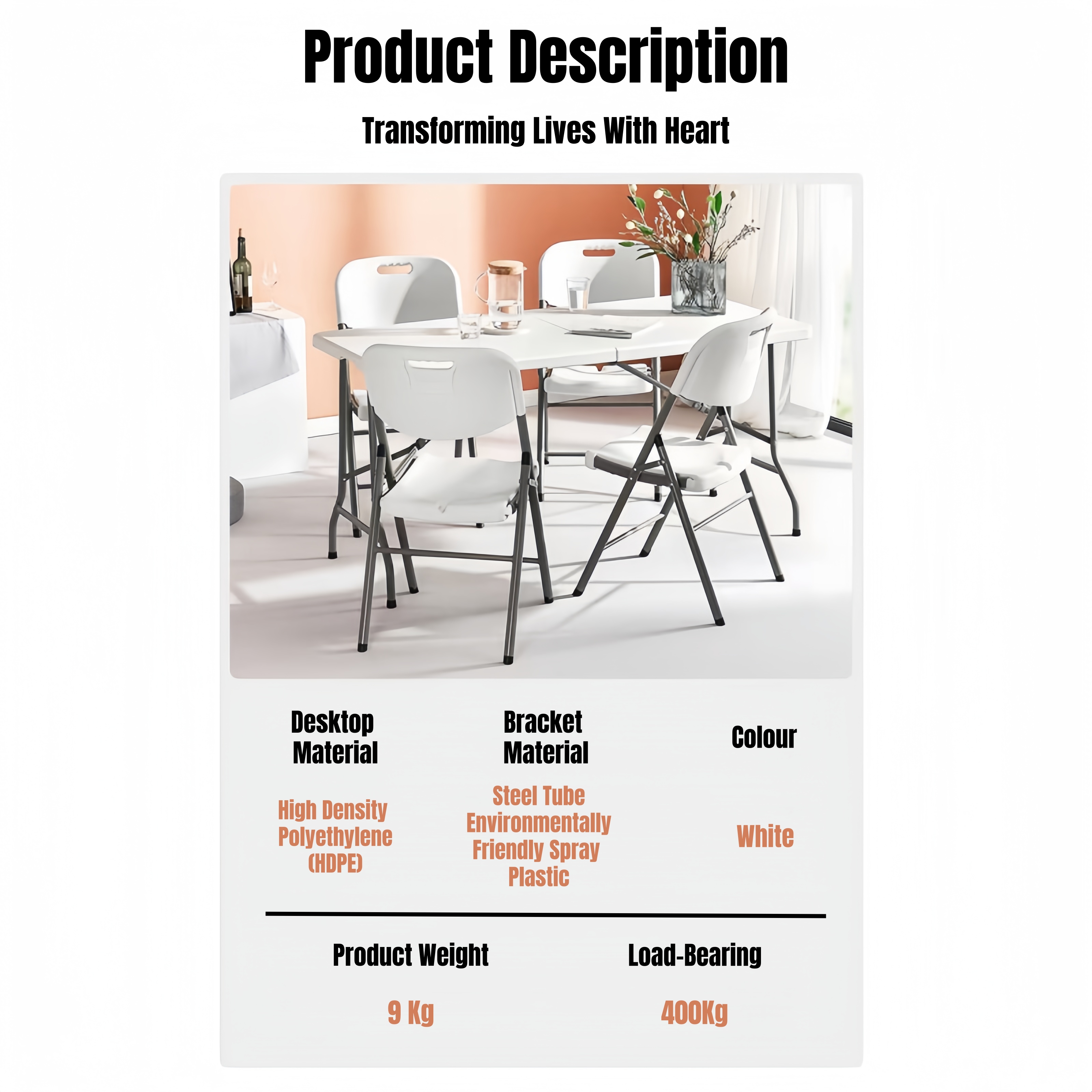 [SG Stock]HDPE Eco-Friendly Folding Dining Table Foldable Round Table ...